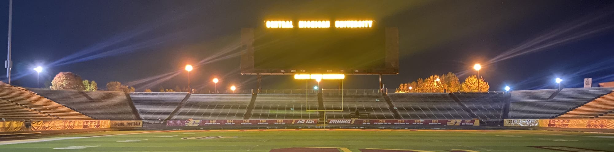 empty football stadium at night under the lights Sacramento