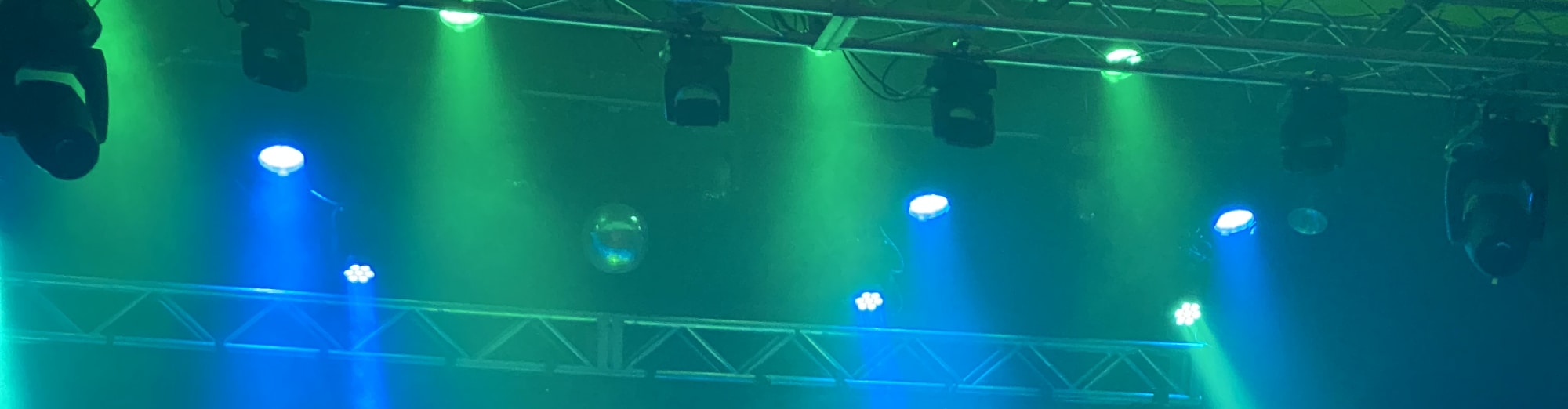 blue and green theater stage lights Sacramento